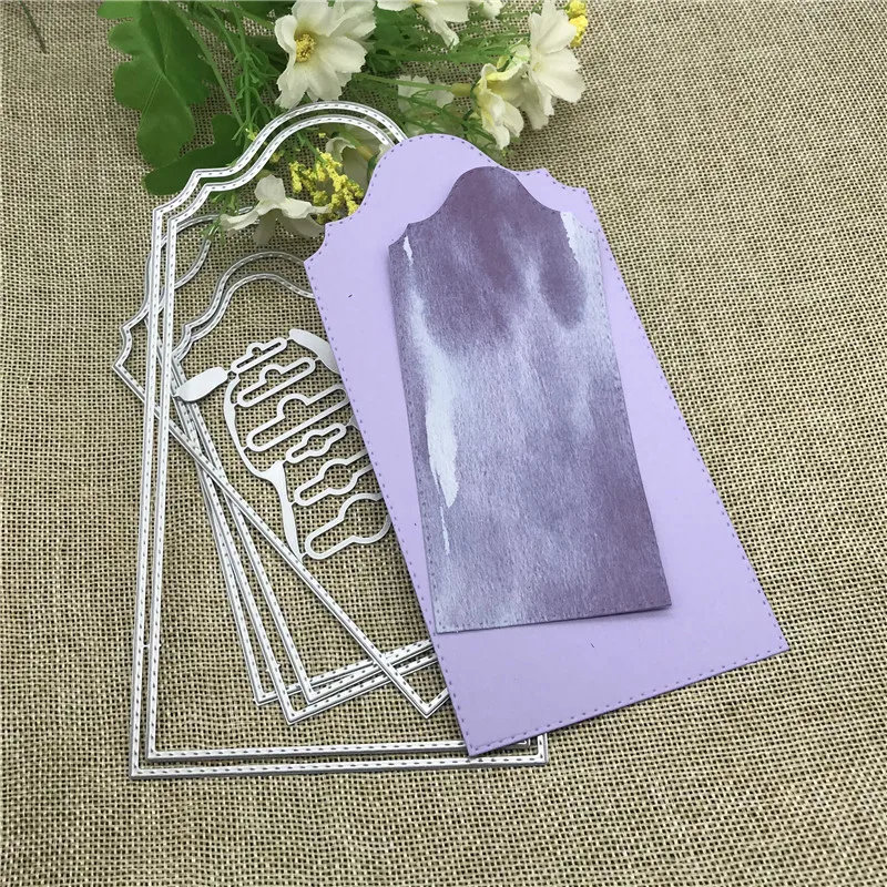 6Pcs Personality wallpaper background tag Metal Cutting Dies For DIY Scrapbooking Album Embossing Paper Cards Decorative Crafts