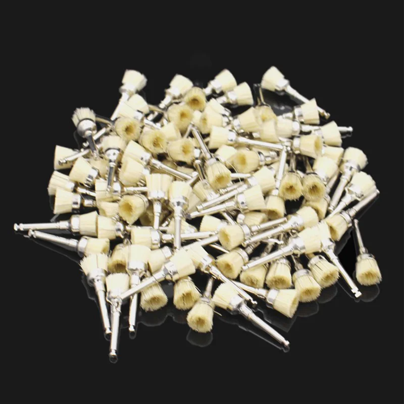 100pcs/box Dental Polishing Brush Bowl Shape Bristles Material Latch Type Tooth Polish for Dentistry Low Speed Handpiece