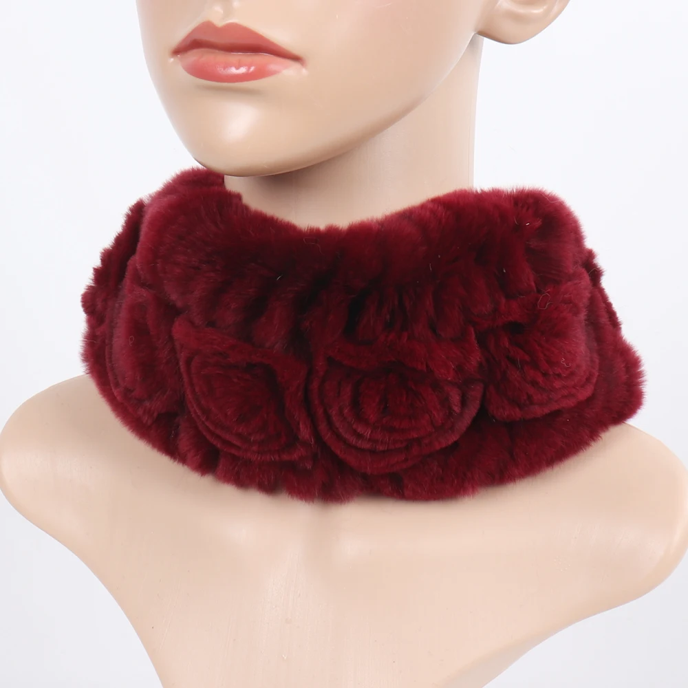 Damen Elastischer Blumen-Schal aus echtem Rex-Kaninchenfell, Natürlich Warmer Rex-Kaninchenfell-Stirnband, Damen Winter Echt-Rex-Kaninchenfell-Schals – Detail 33