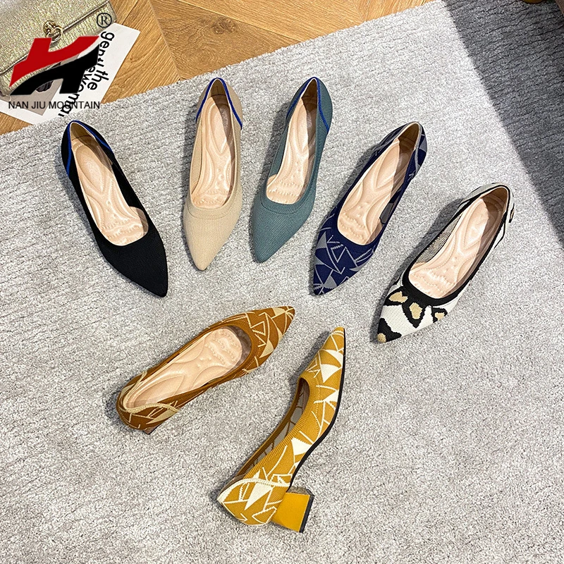 High Heel Single Shoes Comfortable Thick Heel Pointed Toe Women Shoes Casual Spring And Autumn Woman Shoes