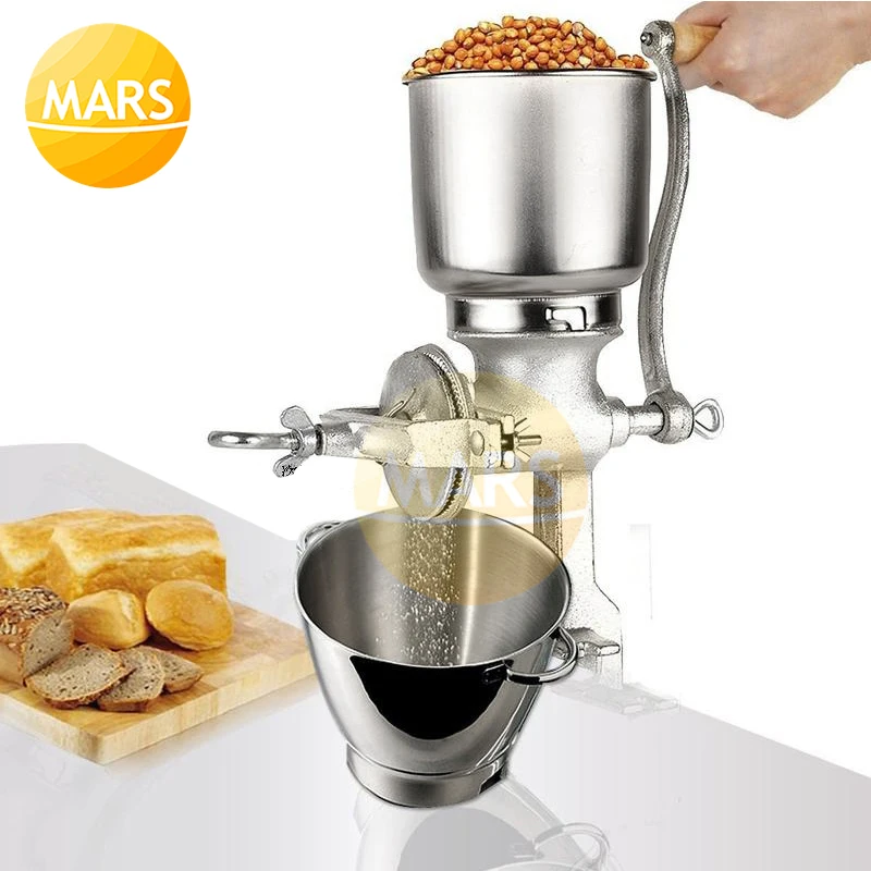 Household Manual Grains Grinding Machine Medicinal Material Walnut Peanut Crusher Adjustable Corn Flour Malt Mill Grinder