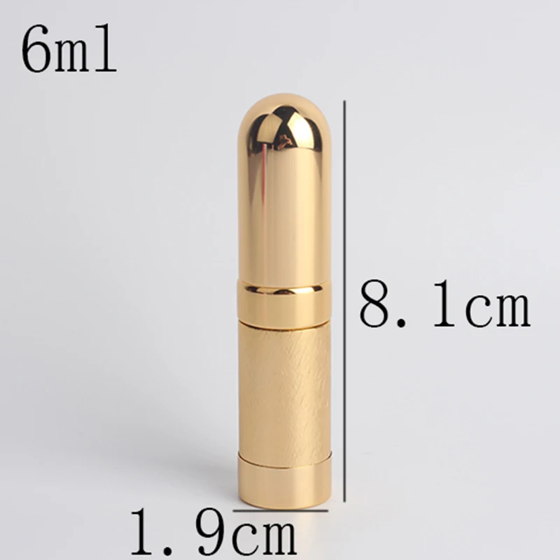 1Pcs Fashion Metal Bullet Perfume Sub-Bottle Cosmetic Spray Bottle Light Portable Lipstick Shape Non-slip Pattern Empty Bottle