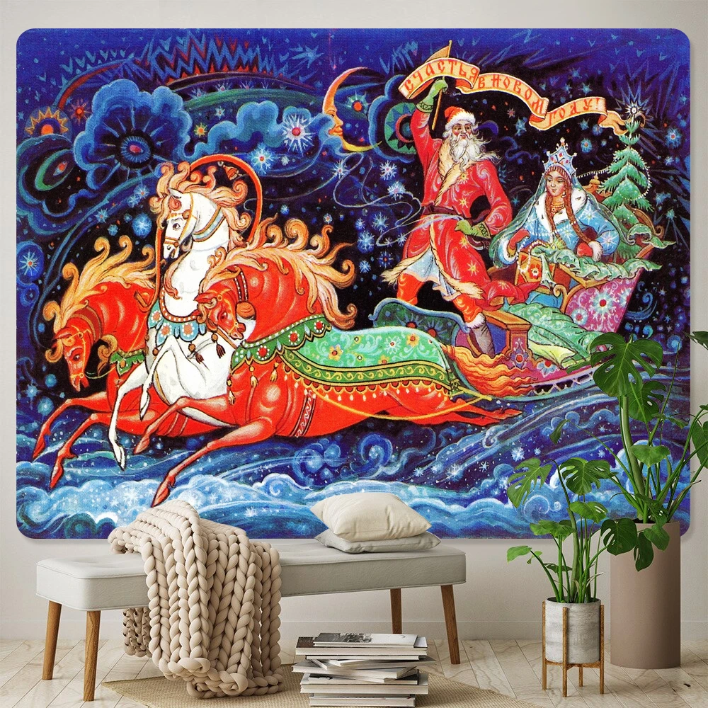 New Year oil painting psychedelic scene home decoration art tapestry hippie bohemian decoration yoga mat wall hanging