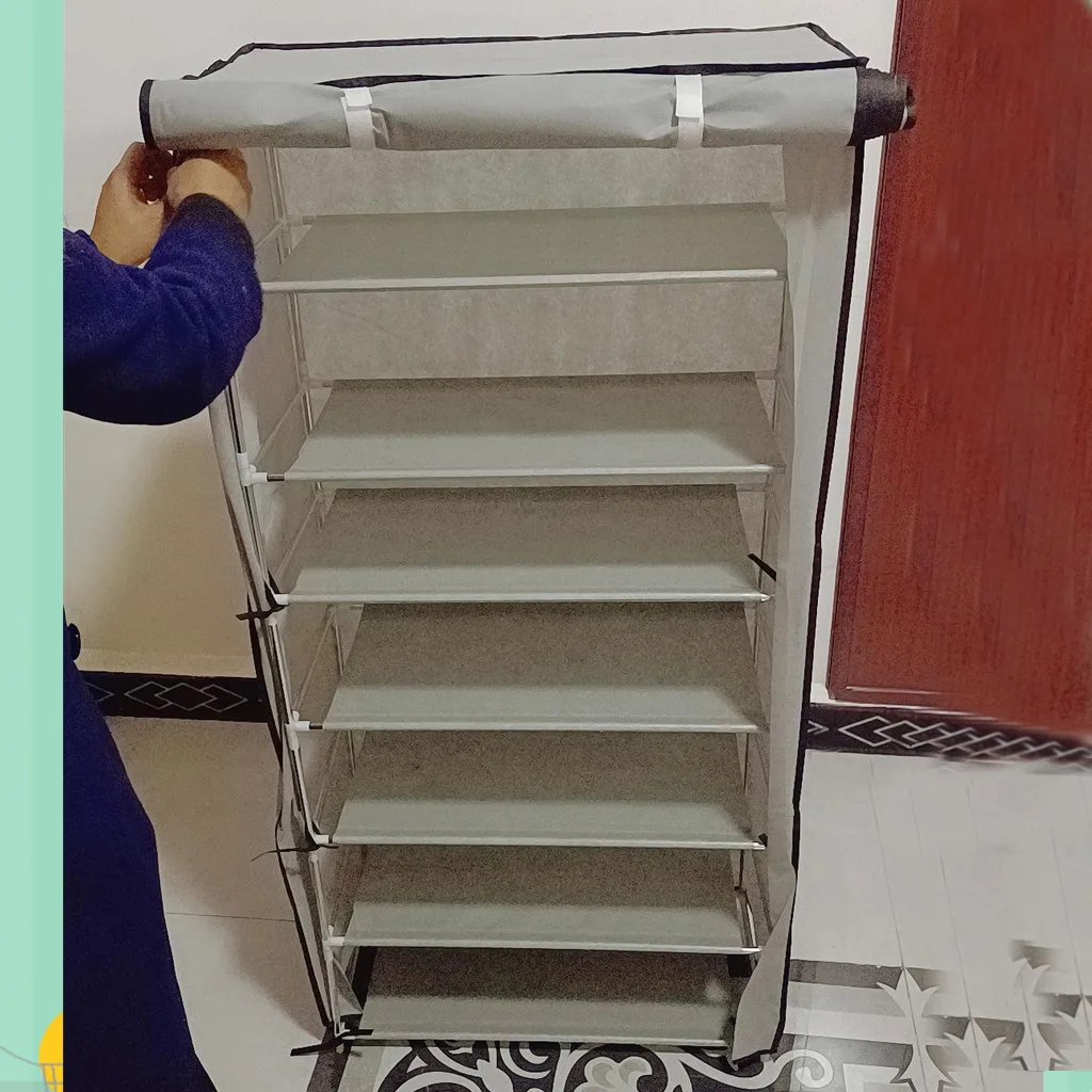 Multilayer Rak Rak Rak Sepatu Rak Sepatu Dilepas Tahan Debu Nonwoven Kain Sepatu Sepatu Organizer Rak Sepatu Home