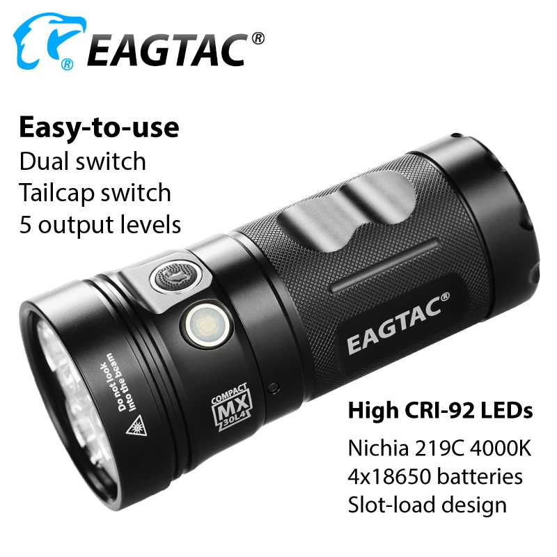 Imagem -03 - Eagtac-lanterna Led Compacta Multi Modo Mx30l4c 4800 Lumens Xpl 219c 4000k 4x18650 Cr123a