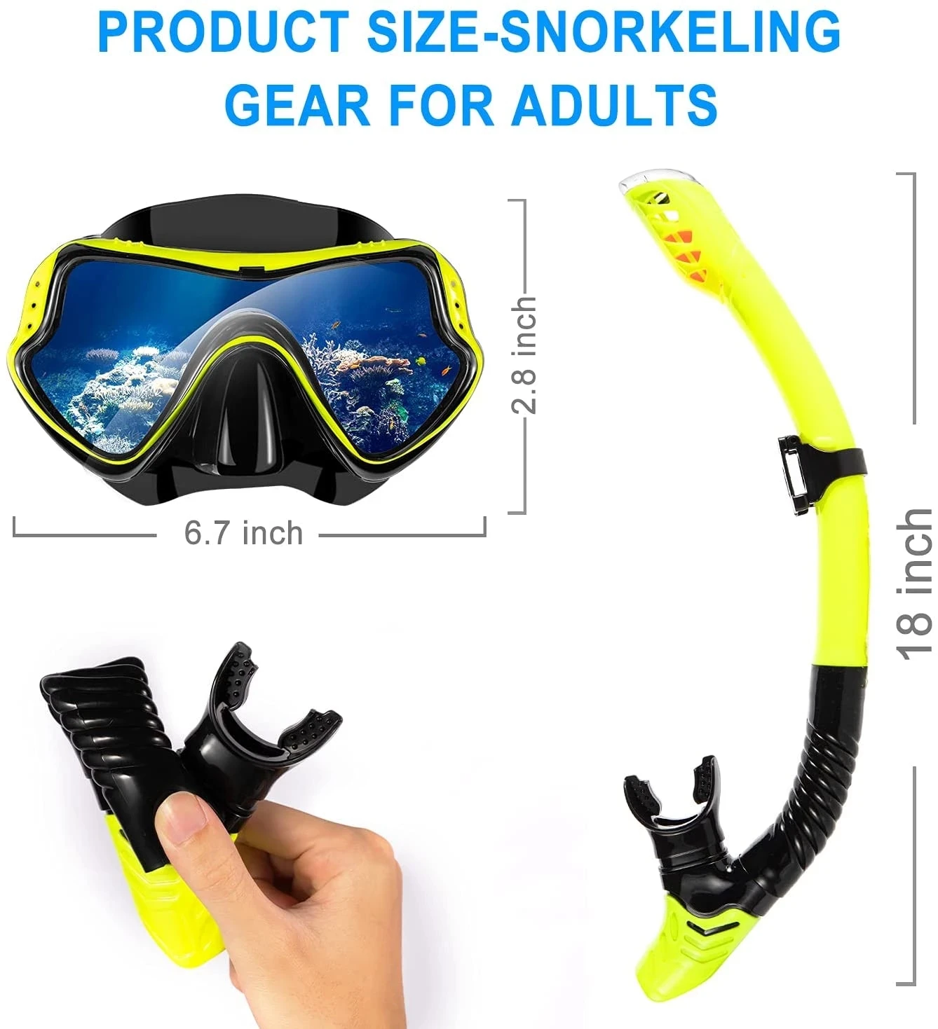 Mirror Lens Snorkel Set Full Face Mask Diving Goggles Equipment Deep Sea Suit Full Tempered Glass Dry Anti-fog Glasses Adult