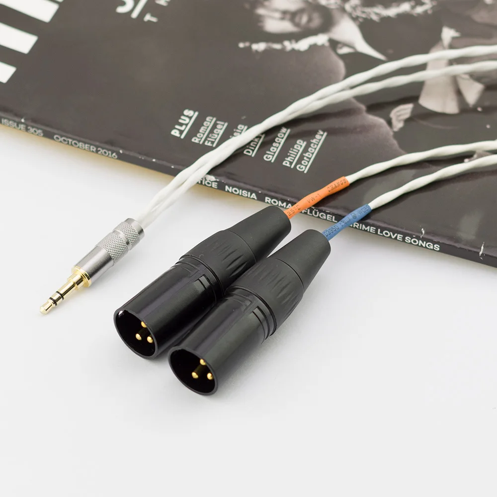 Silver-plated speaker cable 3.5mm Jack to double xlr for Genelec 8010A 8020D 8030C series monitor audio cable