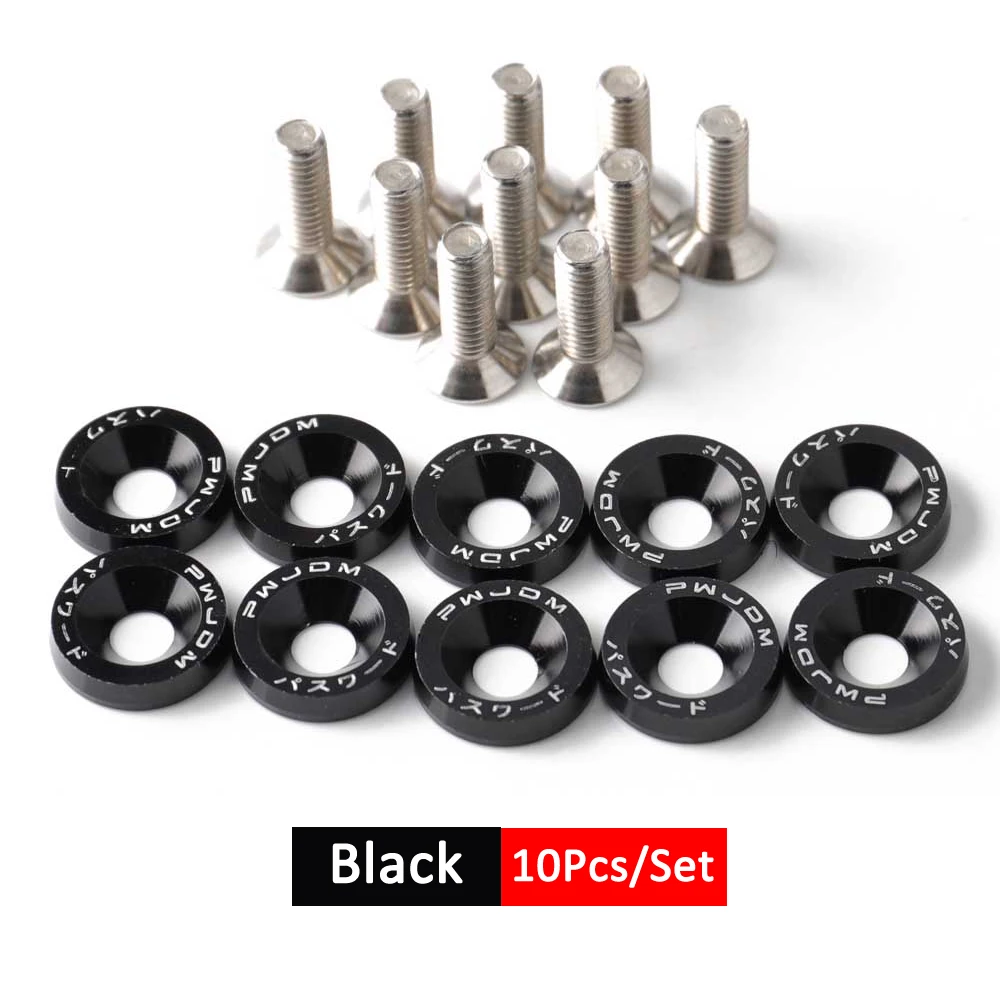 DSYCAR 1Set Billet Aluminium Kotflügel Stoßstange Unterlegscheibe Bolzen Motorraum Schraube Dress Up Kit JDM M6x20mm Schrauben