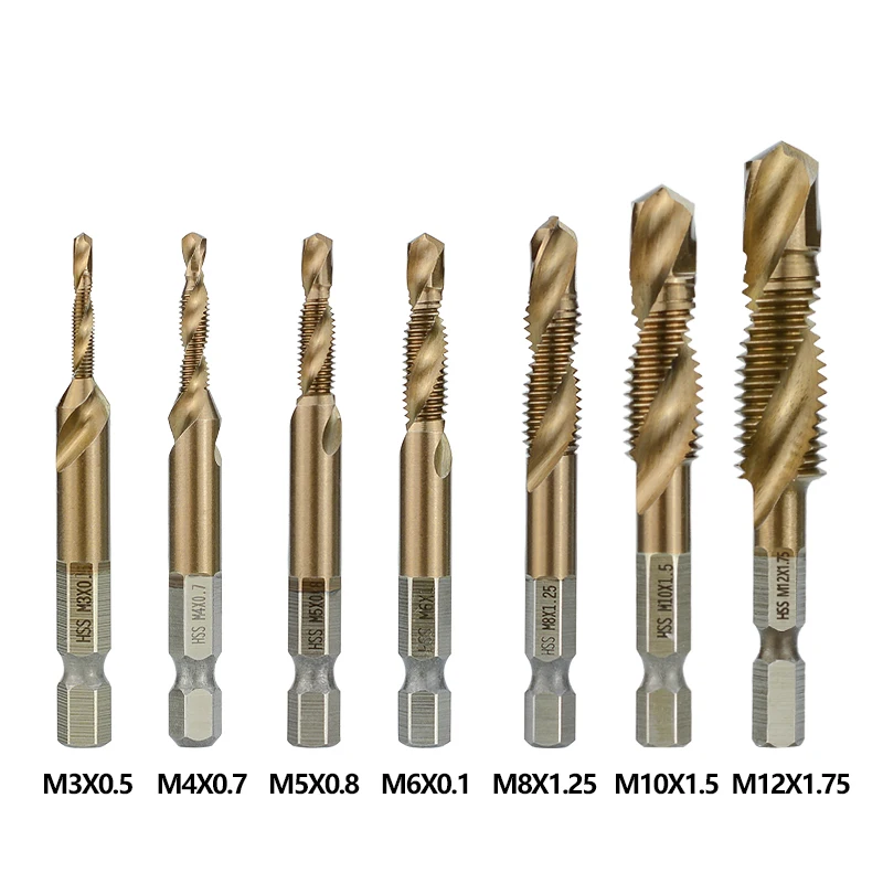 XCAN HSS4341/6542 Thread Tap Metric Tap M3 M4 M5 M6 M8 M10 M12 Machine Plug Tap Drill Metal Threading Tool Hand Tool