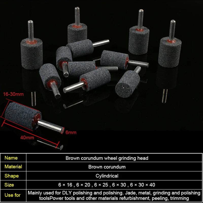 UCHEER 1pc High Efficiency Brown corundum Grinding Head Polisher Replacement Drill Bit gray cylindrical cone spherical