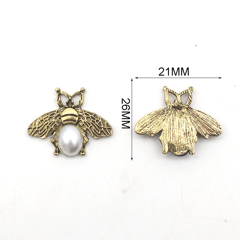 10 Pcs/Lot Lovely Little Bee Insects Rhinestone Buttons Flat Back for Wedding Decoration Metal Brooch Hair Bow DIY Jewelry Craft