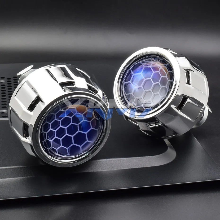 Projector Headlight Lenses LED Devil Eyes Bi-xenon Honeycomb Lens 2.5 inch Super H4 H7 Car Lights Accessories Retrofit Tuning
