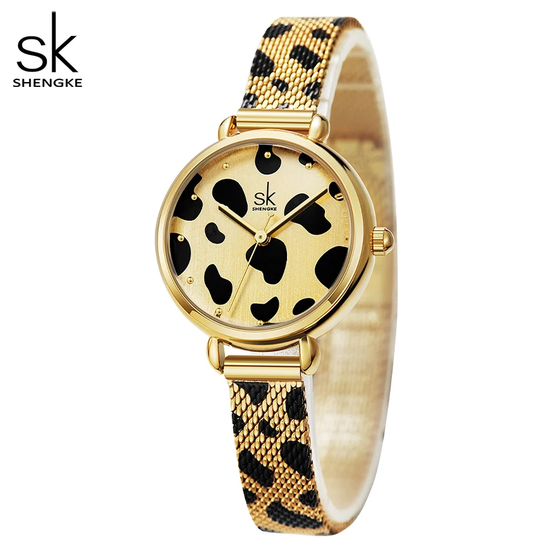 Shengke Nieuwe Vrouwen Horloges Gouden Luipaard Sexy Wijzerplaat Met Kwaliteit Japanse Quartz Uurwerk Voor Party Night Club Relogio Feminino