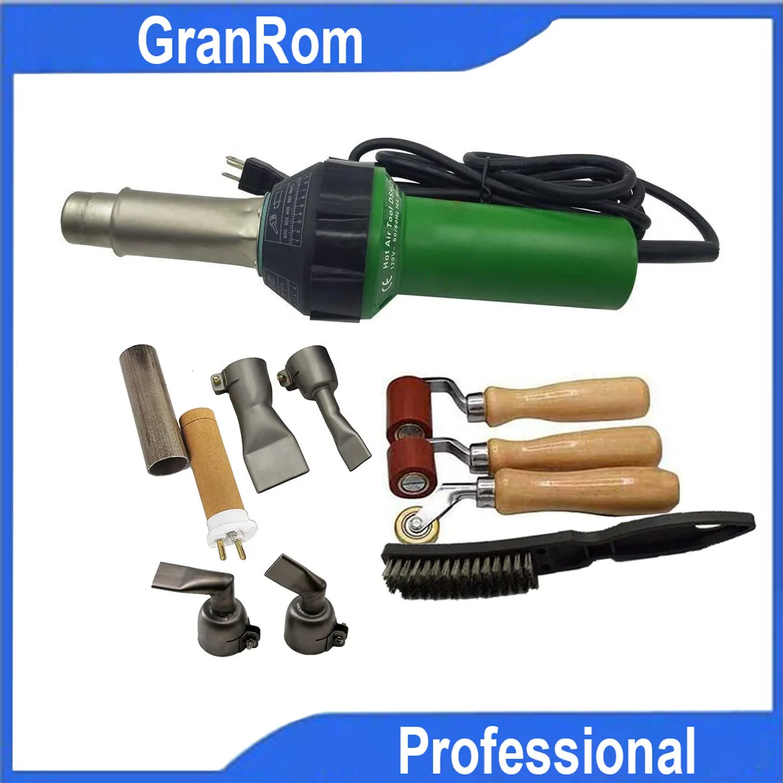 Professional 1600W Heat Gun Kit Hot Air Blast Torch for Single Ply Bitumen PVC/TPO Roofing Membranes Plastic Welder Welding Tool