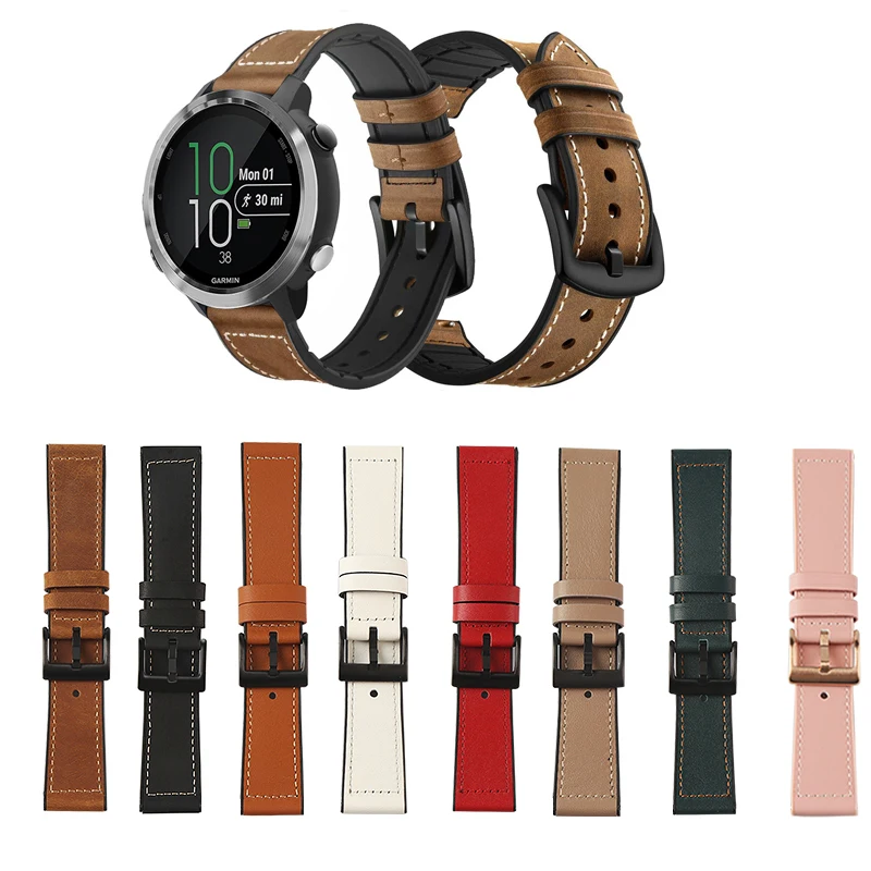 Leather Watch Band Strap for Garmin Forerunner 245 245M 645 645M Smart Watch Wristband for Vivoactive 3 trainer music venu strap