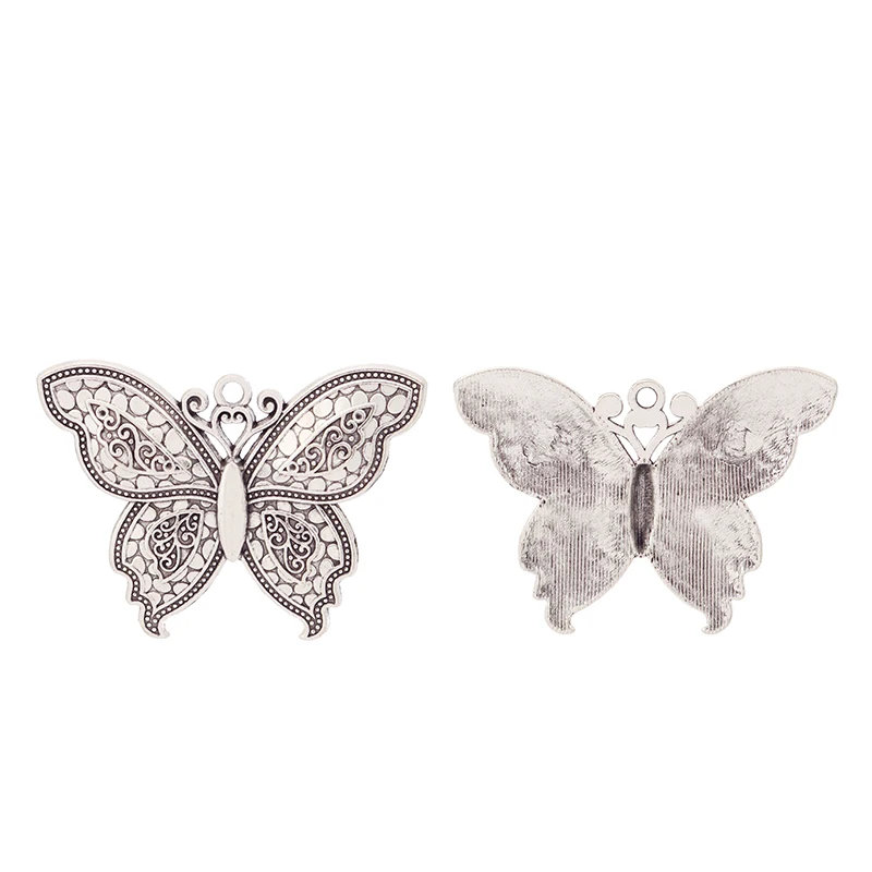 ZXZ 2pcs Tibetan Silver Large Butterfly Charms Pendants for Necklace Jewelry Making Accessories 71x55mm