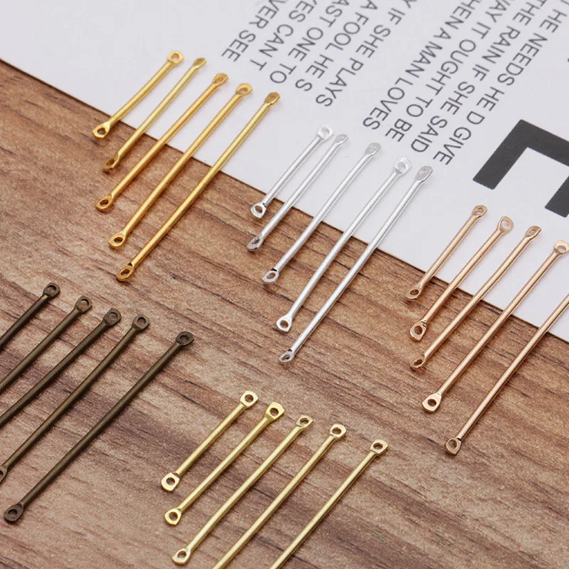 50pcs/lot Gold/Silver Color Eye Head Pins 20/25/30/35/40mm Double Hole Pins Findings for DIY Jewelry Making Jewelry Accessories