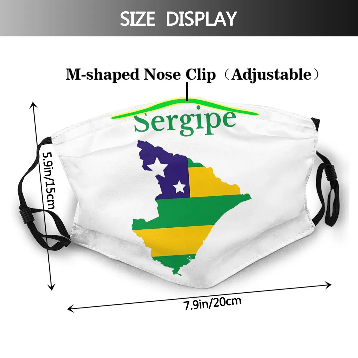 Sergipe Bendera Peta Negara Brasil R282 Masker Filter Karbon Aktif R282 Antik Lucu