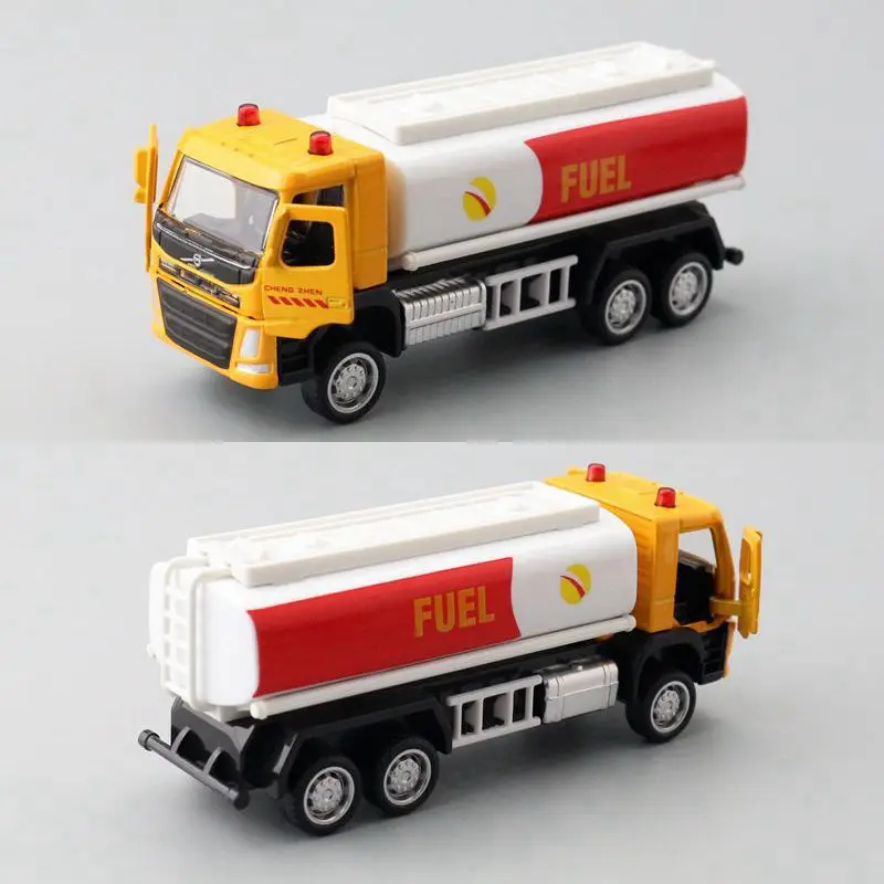 Diecast Metal Toy Car Model 1:72 Scale Oil Tnak Container Truck Engineering Pull Back Educational Collection Gift Kid Match Box