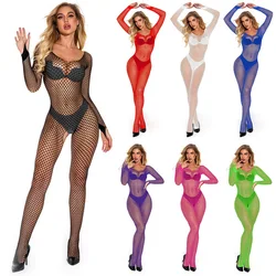 Bodysuit de Virilha Aberta feminino, Bodystockings Plus Size, Catsuit Sexy, Meia-calça Malha, Lingerie erótica, Pijamas, Macacão, XXXL