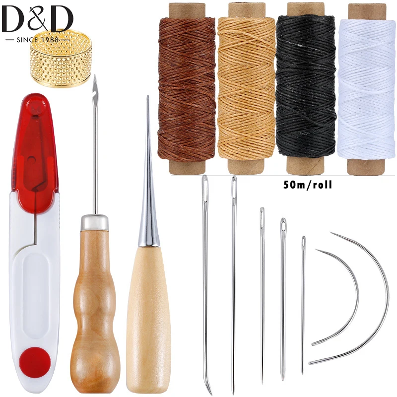 

D&D Leather Craft Tool Kit Leather Sewing Repair Kit for Beginner Leather Hand Sewing Needles Canvas Thread &Needles&Scissors