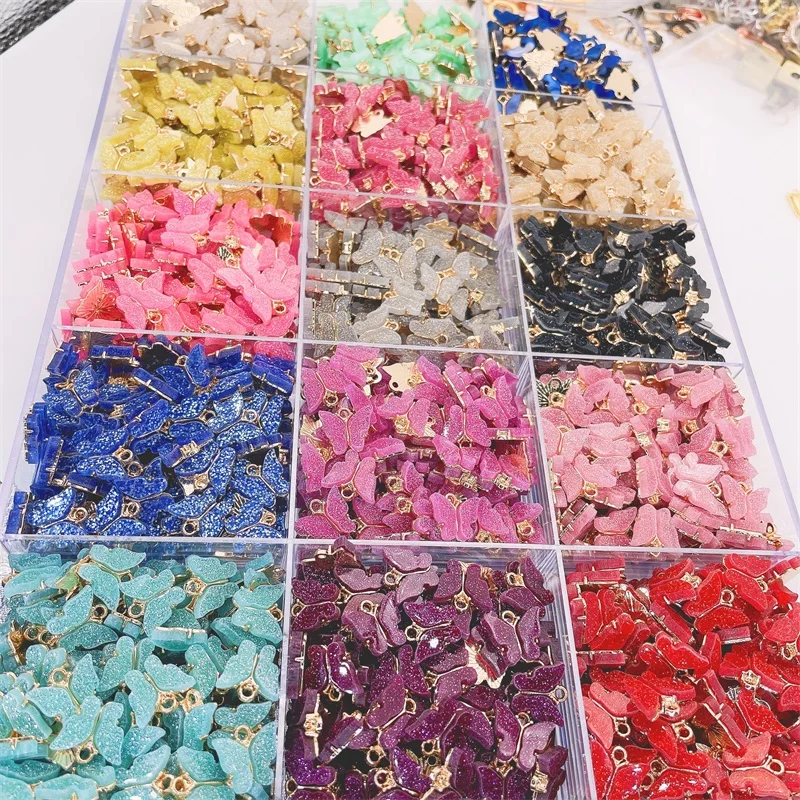 Peixin 10Pcs Cute Butterfly Charms Accessories Wholesale DIY Earrings Findings DIY Jewelry Making Supplies Colorful Butterfly