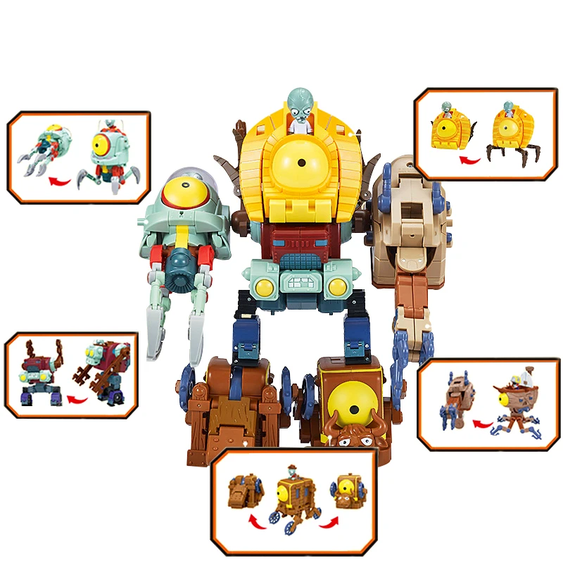 5 in 1Deformation Genuine Plants Vs. Zombie Toys 2 BOSS Robot Doll PVZ Zombies Action Figure Model Toys For Kids Birthday Gifts