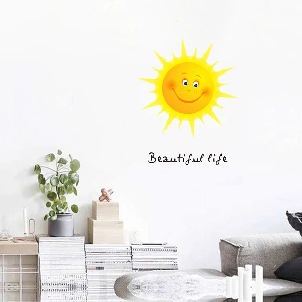 

Cartoon Sun Wall Stickers For Children Room Kids Bedroom Background Wallpape Home Decoration Art Decals Beautiful Life Sticker