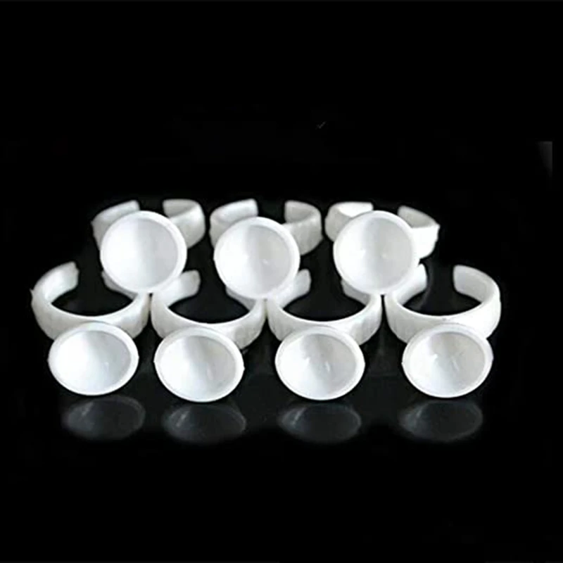 Disposable Tattoo Ink Rings 100pcs Cups Permanent Makeup Pigment Holder Eyebrow Eyelash Extension Glue Divider Container