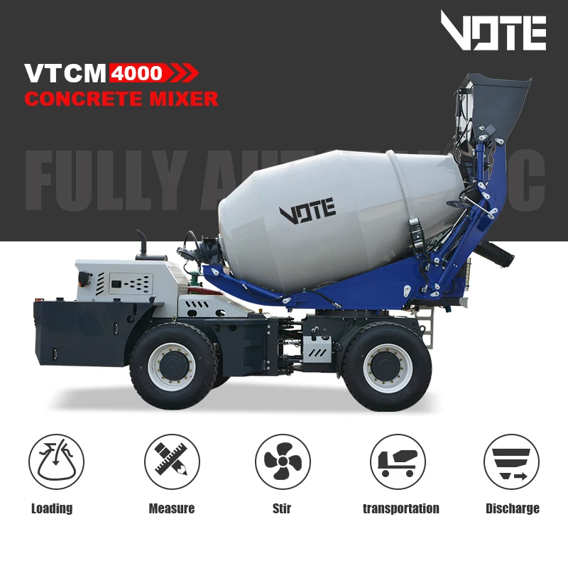 VTCM-2600 바퀴 유압 자기 구체 믹서 트럭 자동으로 및 언로드 재료