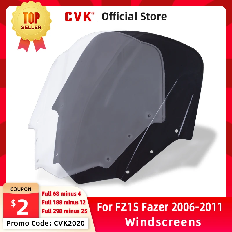 CVK Motorcycle Windshield Spoiler Windscreen Air Wind Deflector For YAMAHA FZ1S Fazer 2006 2007 2008 2009 2000 2011 FZS1000S