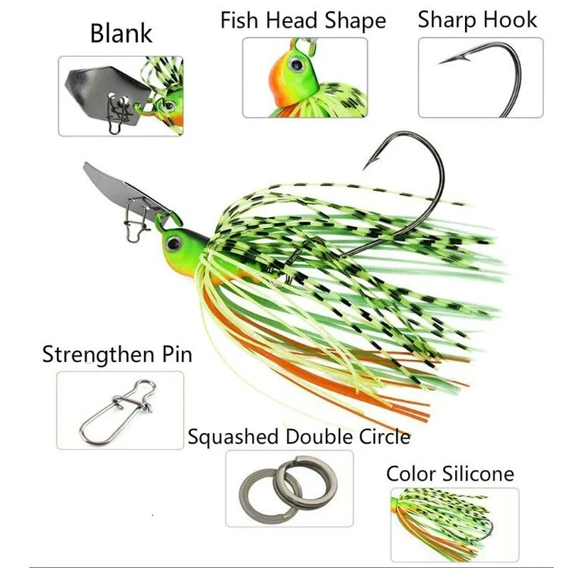 2pcs/lot 14g/17g Fishing chatter bait spinner Spin fishing lure Buzzbait chatterbait for bass pike walleye fishing