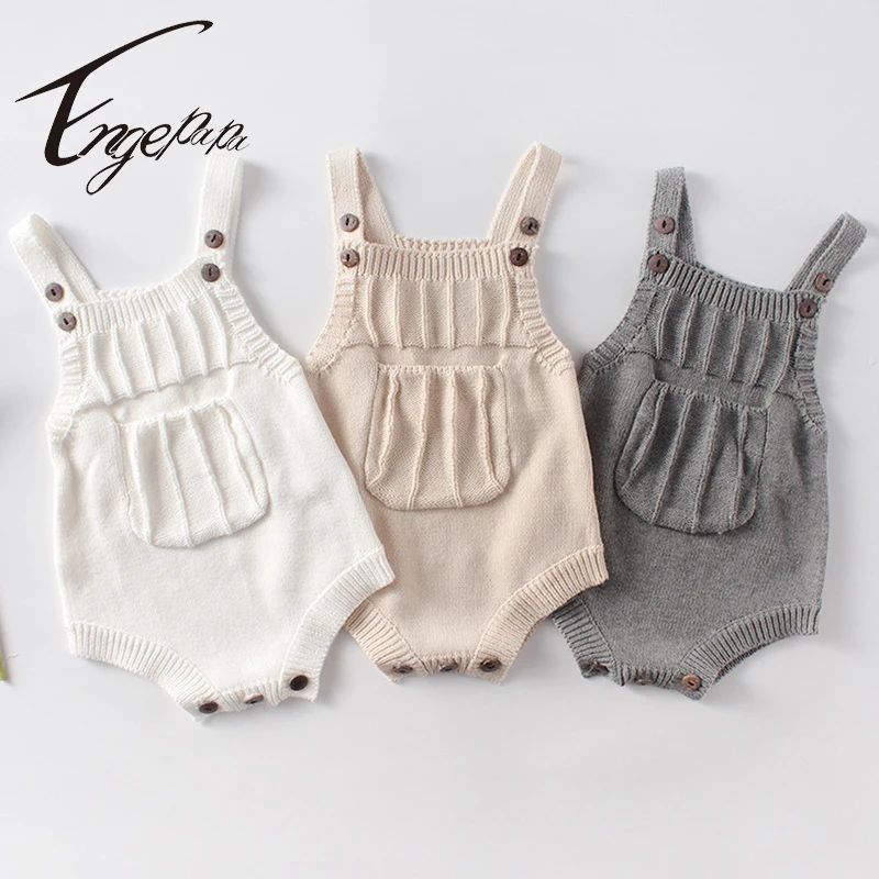 Engepapa Korean Style Newborn Baby Girls Jumpsuit Knitting Sleeveless Spring Autumn Toddler Baby Girl Knitting Romper