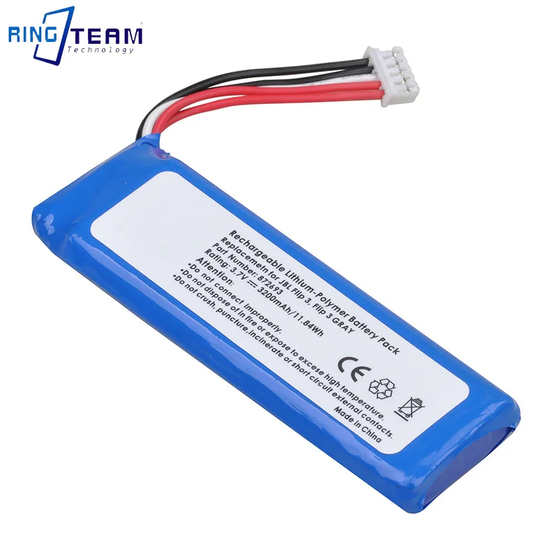 GSP872693 Rechargeable Lithium Polymer Battery Pack Replacement For JBL Flip 3 , Flip3 Battery 3.7v 3200mAh