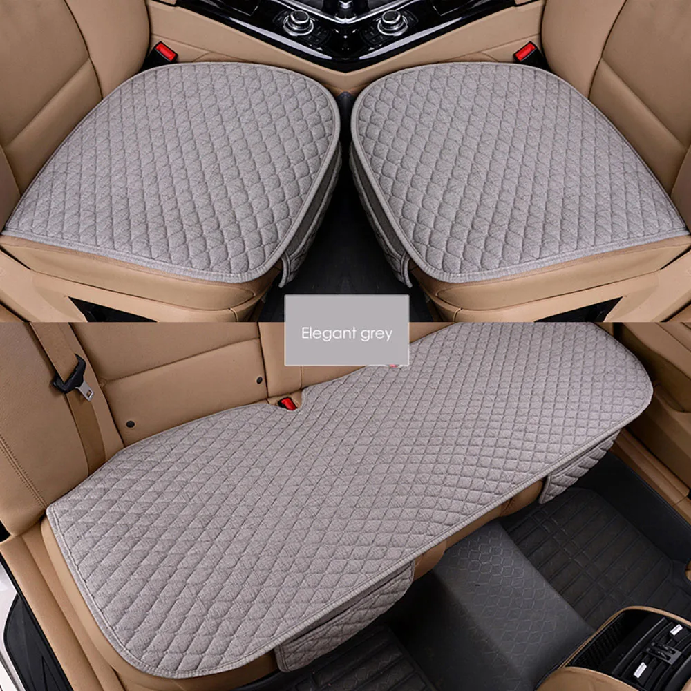 Flax Car Seat Cover Auto accessories Four Seasons Breathable Protector Mat Pad Front Rear Cushion Linen Fabric