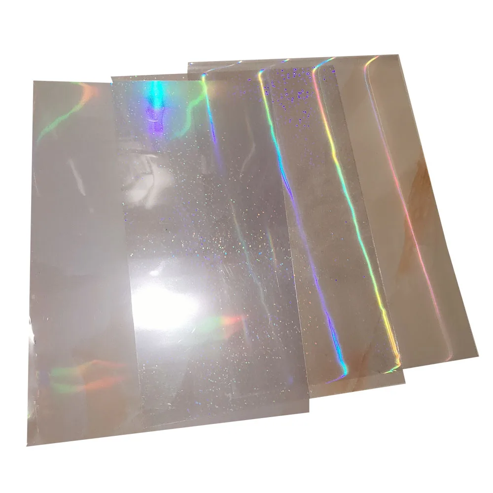 Holographic Plain Laser Transparent Cold Laminating Film On Photo DIY Card 297x210mm 50 Sheets/Bag