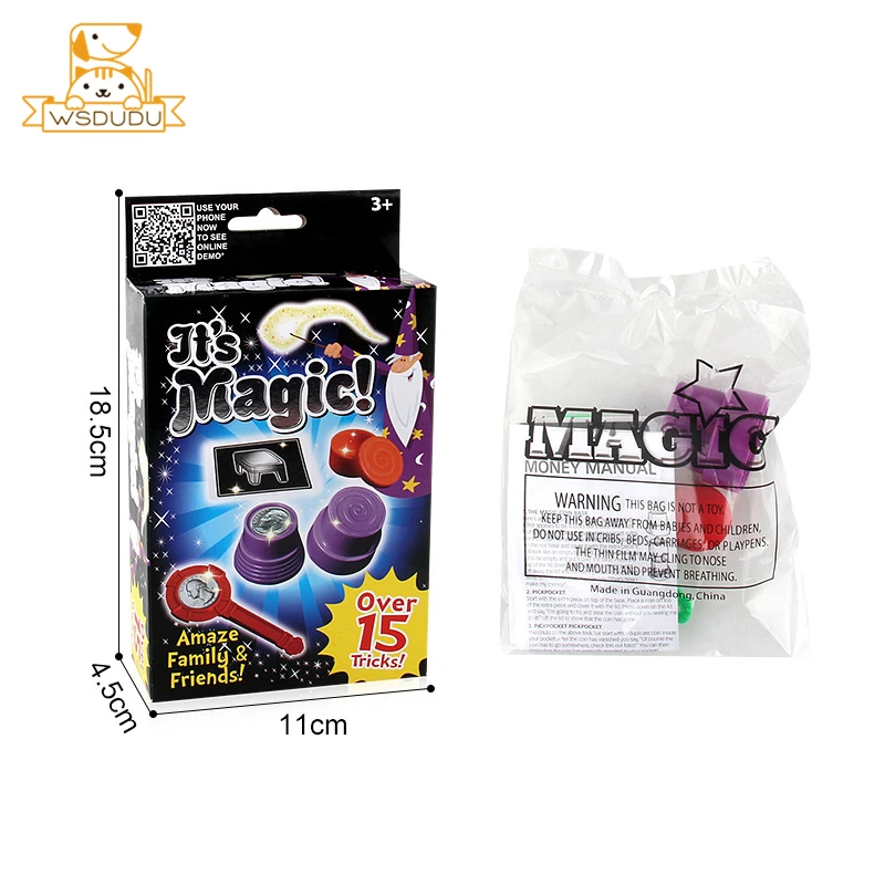 Juego de trucos de magia, accesorios divertidos, tarjeta de juguete clásica, caja de visión de monedas, artilugios de fiesta, Kit de juego de mago,