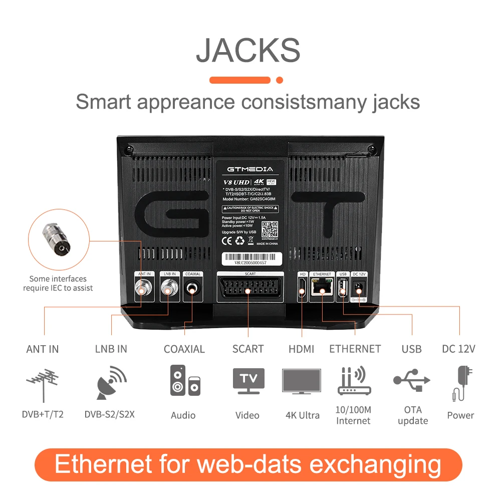 GTMEDIA 위성 수신기, 울트라 H.265 TV 수신기, 내장 와이파이 CA 카드, TV 박스, V8 UHD 4K, DVB-S S2 S2X + T T2