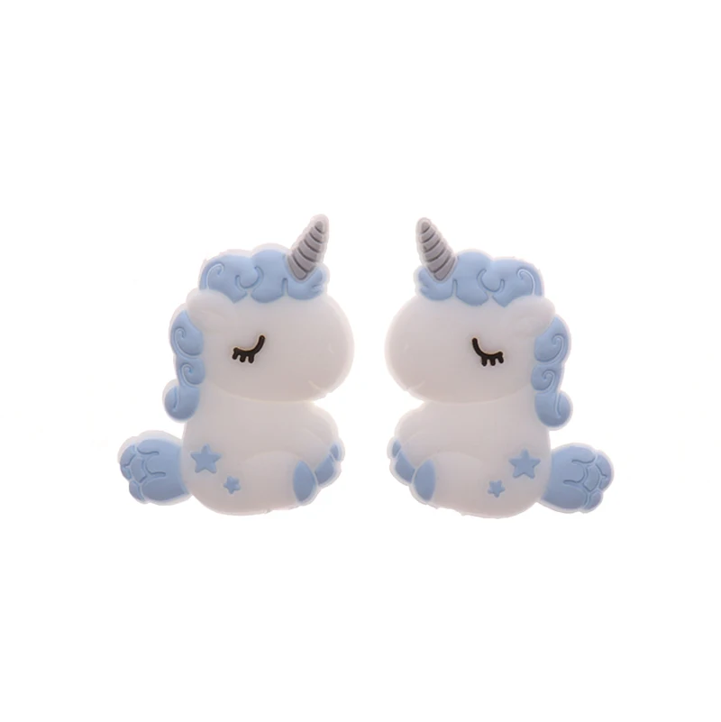 Fkisbox-Cuentas de silicona de 5 piezas para Mordedor de bebé, Mordedor de unicornio, roedor de dibujos animados, sin BPA, collar de dentición,