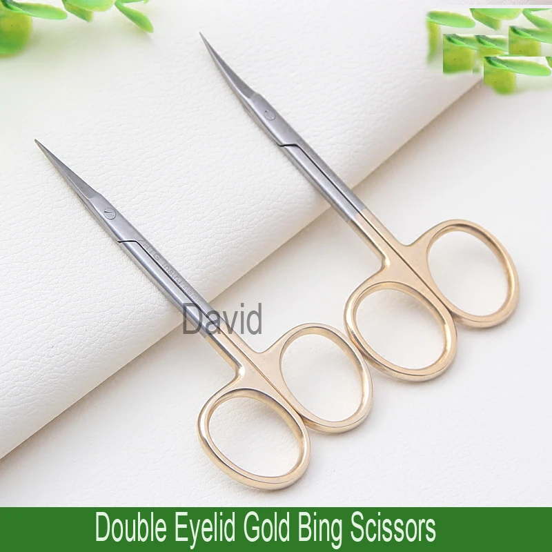 Korean style double eyelid scissors with gold handle Stainless steel fine sharp instruments Beauty scissors