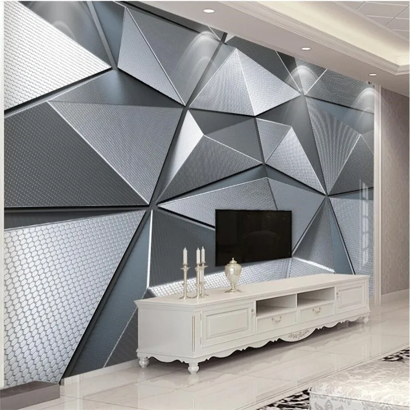 

wellyu Custom wallpaper mural 3D geometric atmosphere atmospheric metal living room bedroom wallpaper background wall