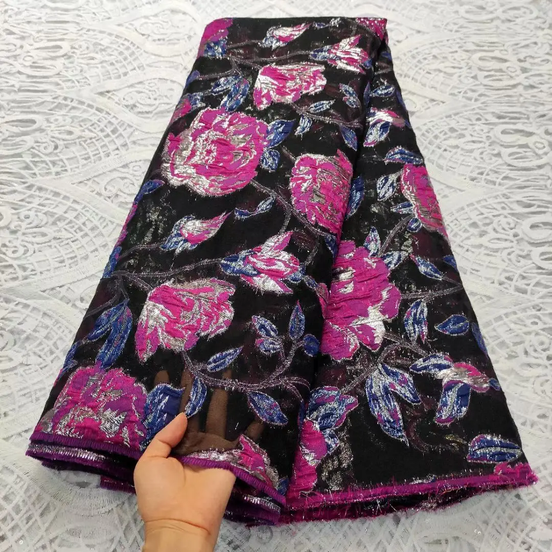 2024 High Quality Brocade Jacquard Fabric African Organza Mesh Cloth Nigerian Tulle Lace Material French Net Cloth Sewing DJO20