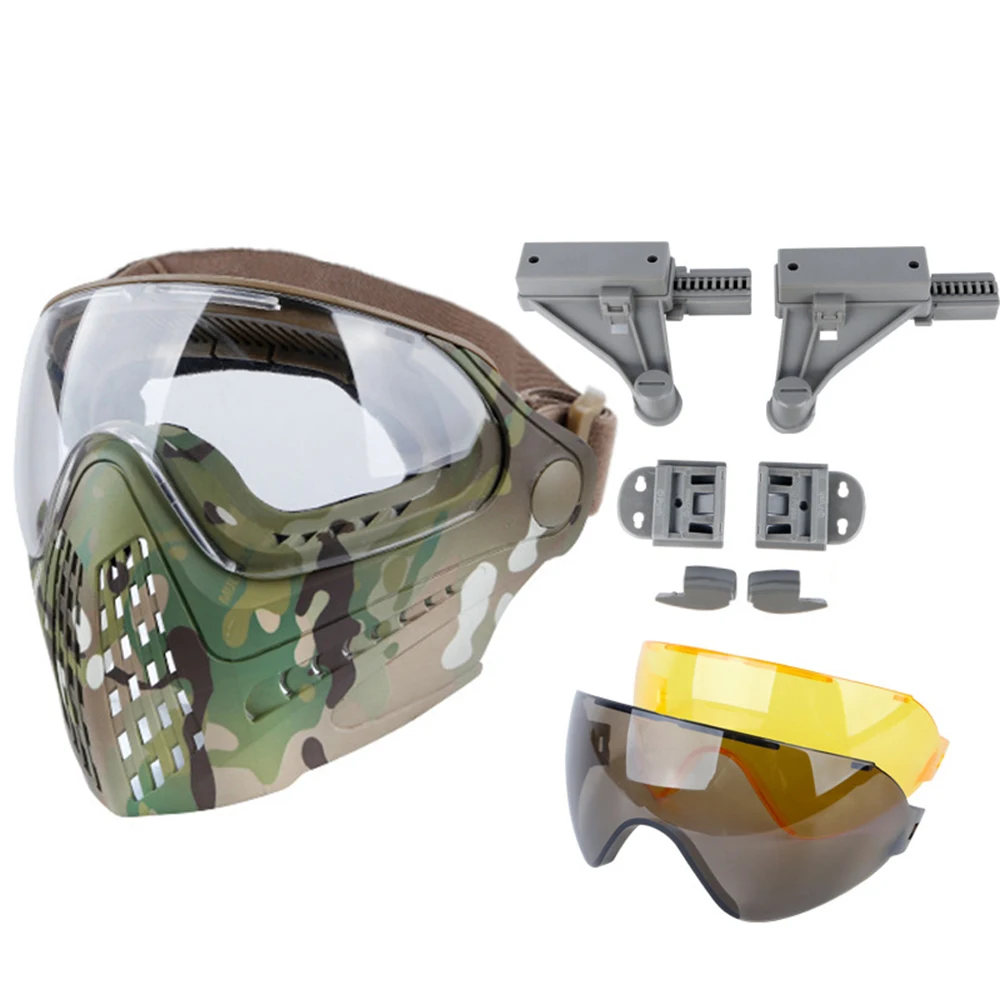 Airsoft Masks Army Fan Shooting Paintball Dual Mode Tactical Equipment With 3 Colors Anti-Fog Lens Safety Goggle Helmet Mask