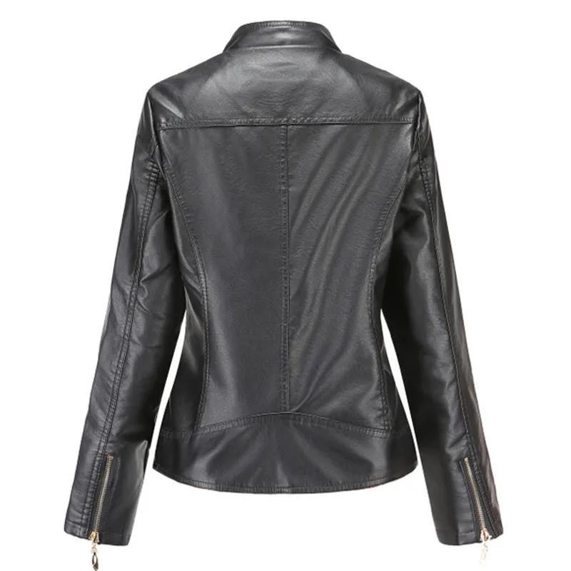 Herfst Vrouwen Pu Leren Jas Vrouw Rits Korte Jas Vrouwelijke Zwarte Punk Bomber Faux Leather Uitloper Lente Blazer Grote Maat