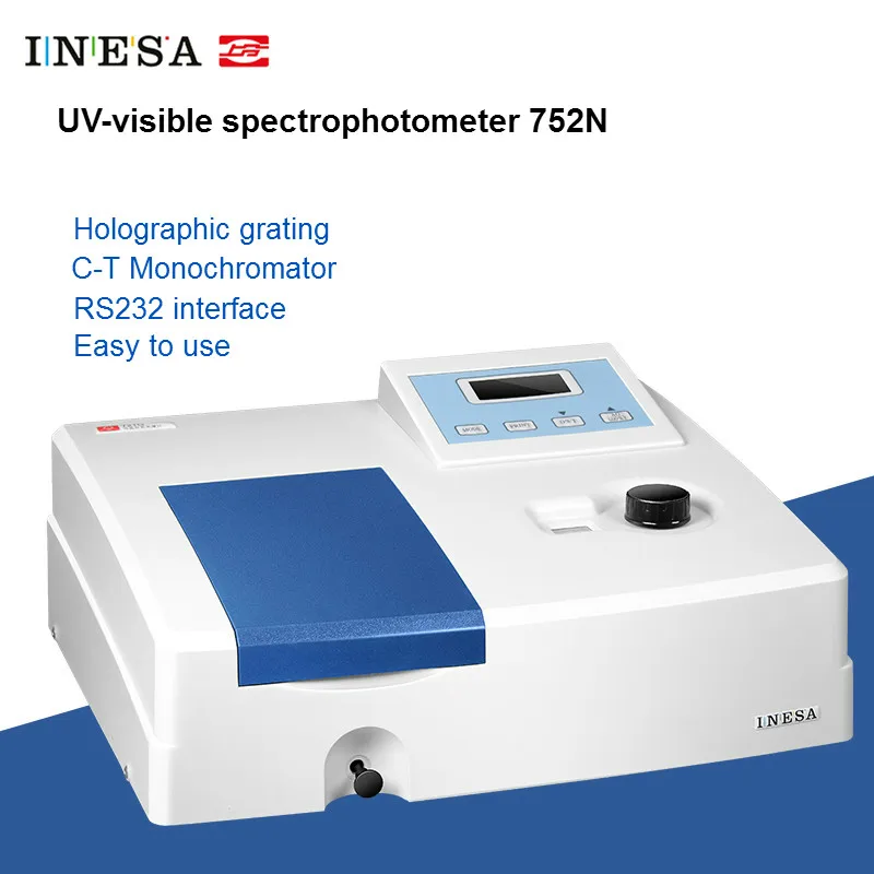 UV-visible Spectrophotometer 752N Precision UV-Vis Photometer Wavelength 200-1000 nm (2 nm) Backlit LCD Display Spectrometer