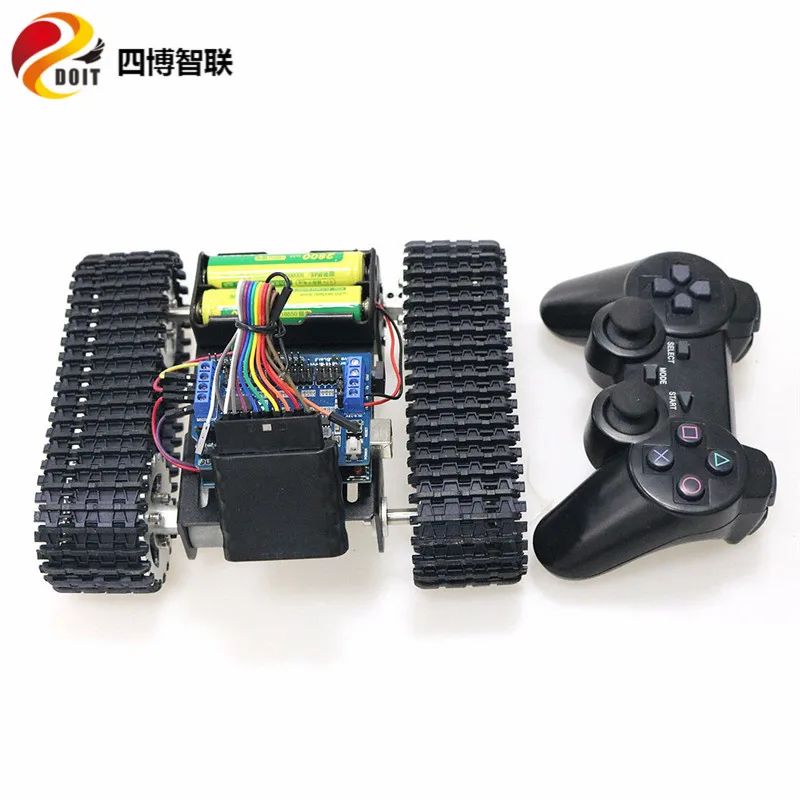 SZDOIT PS2 Gamepad Handle Control T101 Smart RC Robot Tank Chassis Kit Tracked Crawler Vehicle 33GB-520 Motor DIY For Arduino