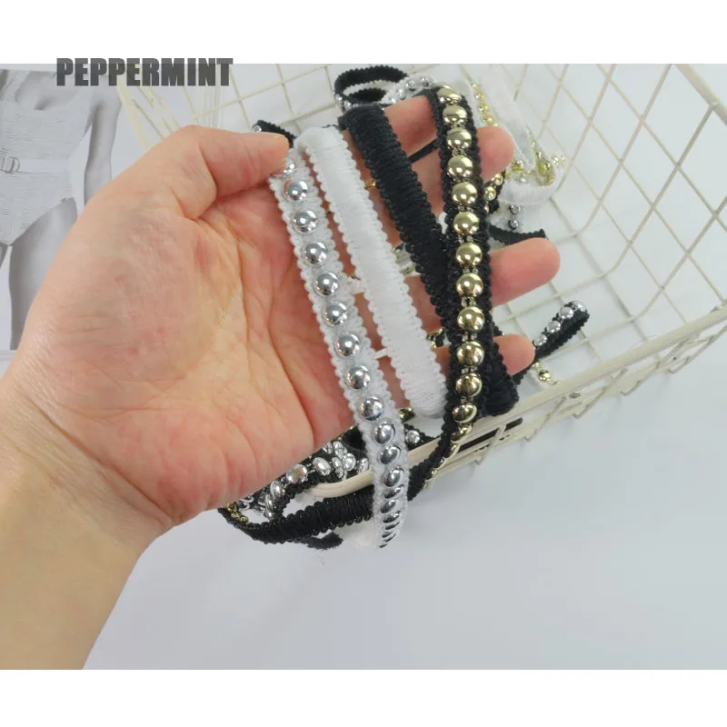 1yard 1cm Metal Riveting Trim Silver Golden Riveted Lace Quality Ribbon Handmade Sewing Accessory