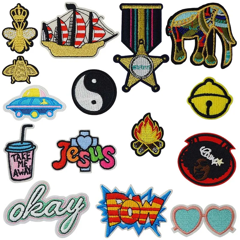 Hand Finger Signal Cheer Iron On Patches Sewing Embroidered Applique Jacket Clothes Stickers Badge DIY Apparel Accessories