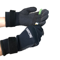 Kevlar Diving Gloves for Underwater Hunting, Non-Slip Spearfishing Equipment, Adjustable Black Gloves, 3mm