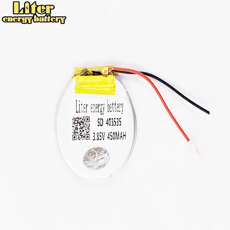 R40350 403535 3.85V / 4.4v 1.67wh 450mAh Rechargeable li Polymer Round battery For Smart watch Li-PO battery